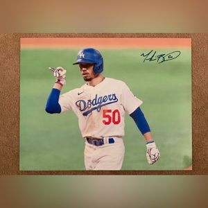 Mookie Betts Autographed Photo Los Angeles Dodgers 8.5x11